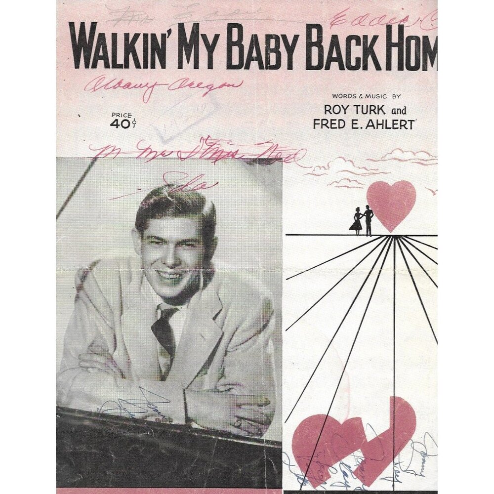 Walkin My Baby Back Home Sheet Music 1950s Reprint Johnnie Ray
